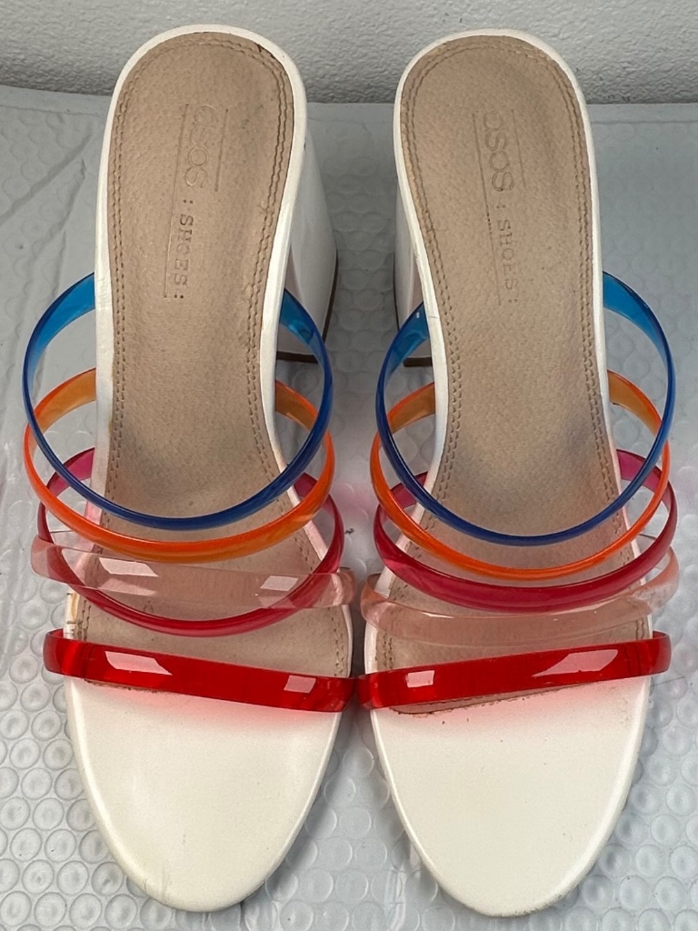 ASOS Design Hanson Clear Block-Heeled Sandals Size 7